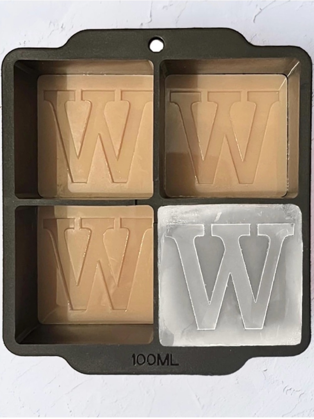 Letter W Monogram Ice Cube Mold Custom Ice Cube Mold 2 Inch Big Initials
